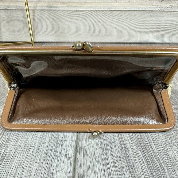Christian Dior Vintage Honeycomb Double Pocket Pouch Gold Kiss Lock